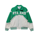 Embroidery Patchwork Denim Varsity Jacket-Outfit