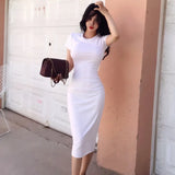 Women Summer One Piece White Midi T-Shirt Dress Bodycon Female 2022 Fashion Clothes