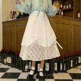 Women Solid Korean Style Irregular Lace Fashion Autumn Sweet Student Loose Casual All-match High Waist Long Pleated