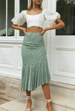 Queens Vintage Women Floral Printed High Elastic Waist Beach Bohemian Skirt Ladies Maxi A-Line Boho