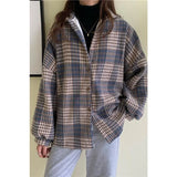 Thick Velvet Plaid Shirts Women Winter Warm Blouses and Tops New Casual Woolen Shirt Jackets Female Clothes Coat