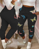 Styles Spring Summer Fashion Solid And Print Shirring Waist Pocket Design Casual Long Cargo Pants Sportswear Women's