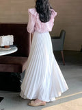 Casual Elastic High Waist Female Pleated Skirts 2022 Spring Summer Loose Irregular Women