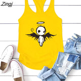Angel Printing Tank Top Women Sleeveless Summer 2022 Harajuku Vest Round Neck Graphic Tee Shirt 90s Girls Femme Ropa