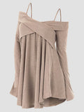 Shoulder Crisscross Tunic Sweater Casual Ladies Tops Women Sweaters Female Long Sleeve Pullover