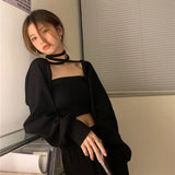 Women Sexy Bolero Belt Cropped Sweaters Elegant Design Knitted Cardigan Autumn Winter Long Sleeve Chic All-match Y2k