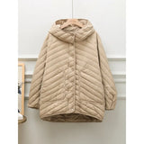 Light Down Jacket 2024 New Loose Simple Hooded Large Size White Duck Down Thin Coat-Outfit