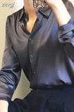 Sleeve Satin Blouse Women 2023 Solid Office Button Silk Shirt Woman Casual Loose Fashion Blouses Women Elegant Blusas