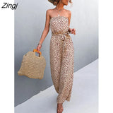 Street ladies jumpsuits Holiday overalls 2022 spring and summer sexy tube tops lace-up printed jumpsuit women