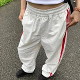Y2K Striped Sweatpants Women Oversized Cargo Pants Streetwear Baggy Wide Leg Joggers Bf Hip Hop Casual Sports Trousers