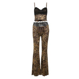 New Winter Women's Sexy Leopard Splicing Lace Design Sling Bag With Thin Trousers