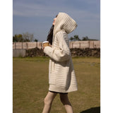Hooded Sweater for Women 2022 Autumn Winter Casual Solid Oversize Pullover Loose Female Mid-length Knitted Top