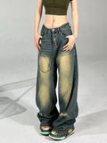 Hhole High Waist Jeans For Women Wide Leg Denim Pants Baggy Harajuku Jeans Mom Streetwear