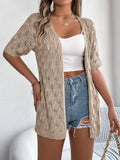 Summer Hollow Leaves Short-Sleeved Knitted Cardigan Holiday