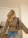 2025 New Design Collar Tie With Double Buckle Short Wind Coat
