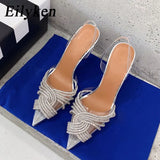 New Glitter Crystal Rhinestones PVC Transparent Women Pumps Designer Style High Heels Party Prom Shoes Female