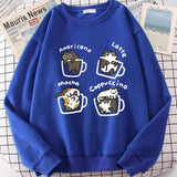 Coffee Cute Kitten Print Oversized SweatshirtOutfit