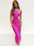 Summer Sexy Ladies Dress Sleeveless Backless Hollow Pullover Close-fitting Sexy Package Hip Skirt Threaded Women's