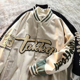 flocking embroidery contrast color stitching baseball uniform jacket women's 2022 new loose casual all-match jacket