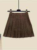 Winter Warm Clothes For Women French Vintage Notched V Neck Plaid Woolen Coats+knitted Sweater+pleated Skirts 3 Piece