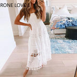 Women Sexy Bandeau Hollow Out Flower Detail Maxi Dress Party Dress Elegant Fashion Chic