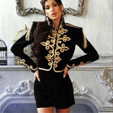 Fashion 2022 Short Jacket Women's Long Sleeve Bandage Zip Band Jacket embroidered coat Outerwear