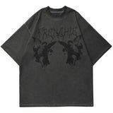Hop Streetwear Oversize T Shirt Women Angel Dark Print Tshirt Harajuku Cotton Loose T Shirts Summer Short Sleeve Tops