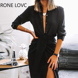 Women Plain Button Design Shirt & Twisted Slit Skirt Set Women Set Solid Set Two