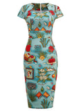 60s Robe De Cocktail Bodycon Dresses For Women Short Sleeve Cotton Slim Fit Office Midi Bandage Evening Party Dress