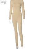 Fashion Casual Black Workout Bodycon Jumpsuits Women Rompers Long Sleeve Sporty One Piece Active Wear Jumpsuit