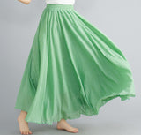 Women's Literature And Art Large Cotton Tamples Skirt Tight Waist A-Shaped Skirt Long Solid National Style Skirt 24