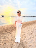 Spring And Summer New Hot Shawl Folding V-Neck Design High-Waisted Long Dress