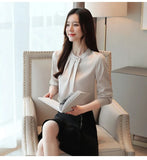 womens tops and blouses stand collar office blouse women chiffon blouse shirt female long sleeve women shirts