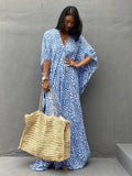Leopard Self Belted Side Split Summer Beach Dress Long Tunic Women Clothes Plus Size Beachwear Maxi Dress