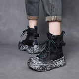 Layer Kraft Breathable Mesh Martin Boots 2025 Summer New Hollow Cool Boots Leisure Thick-Bottomed High-Top