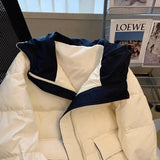 Autumn Winter Women Down Jacket Retro British Style Hooded Loose White Casual Thicken Warm Short Down-filled