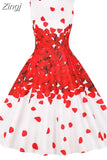Butterfly Print Women Summer Midi Dress Sleeveless Vintage Retro Pin Up Party Robe Rockabilly