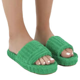 Women Shoes 2022 Trendy Embossed Cotton Slippers Women's Home Comfortable Shoes Plus Size Indoor Slippers Flat Ladies