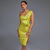 Party Dress 2022 New Women's Blue Bodycon Dress Elegant Sexy Ruffle Evening Club Dress High Quality Summer