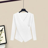 Winter 2 Piece Sets Women Long Sleeve Deep V-Neck Knitting Sweater And Irregular Mesh Patchwork Black Skirt Two Piece