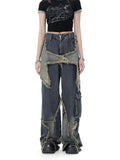Style Retro High Street Jeans Women's New Loose Wide Leg Pants Trendy Punk Casual Star Tassel Streetwear Denim