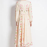 Temperament Long Sleeve Positioning Print Waist Swing Dress Female Senior Sense Thin Retro Long
