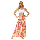 New Boho Print High Waist Belted Beachwear Loose Pants Summer Vacation Women Clothing Beach Wear Swim Suit Cover Up