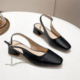 middle heel sandals women's thick heel square toe 2022 summer new fashion back empty shoes orange