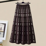 Warm Knitwears 3 Pieces Set For Womens Outfit Korean High Quality Pullover Knitted Sweater+print Pleated Skirts Sets