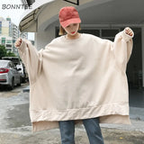 Women 2020 Harajuku Large Size Trendy Solid O-neck Womens Pullover Students Long Style Full Sleeve Ladies