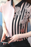 Summer Chiffon Shirts Women Fashion Contrast Color Floral Print Short Sleeve Blouses Blusas Mujer De Moda Cardigan 9205