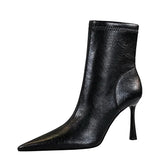 Zingj Vintage Banquet Ankle Boots Winter Side Zipper Short Leg Boots Women's