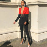Two Piece Set Women Suit Blazer and Pants Club Two Piece Outfits Runway Clothes 2020 Fall Black and White 2 Piece