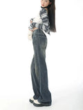 Jeans Pants Women Vintage Denim Ladies Jeans High Waist Fashion Pocket Trousers Wide Leg